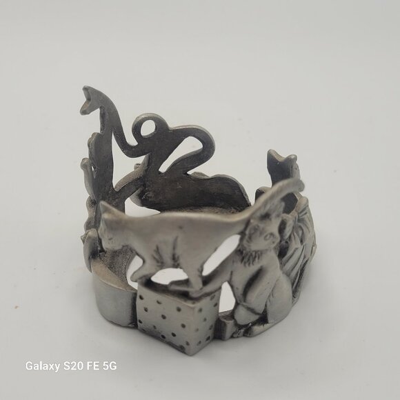 Etain Other - 1993 Seagull Canada Pewter Etain Zinn Cats Votive Candle Holder Pewter Base Only